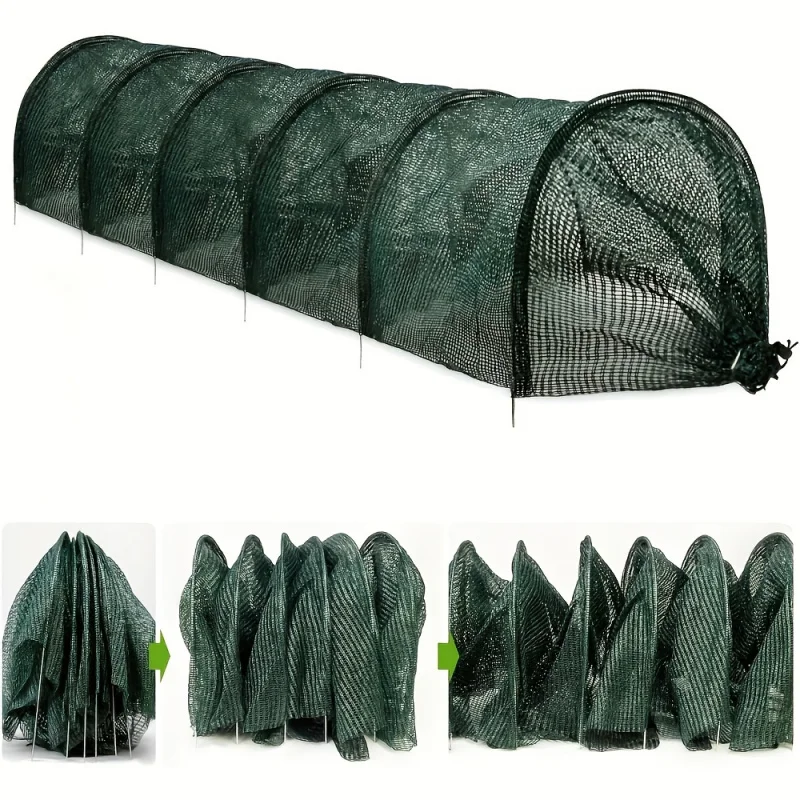 1pc Collapsible Black Mesh Tunnel - UV Protection, Bird & Insect Barrier for Backyard Farms & Greenhouses, Durable Cover for