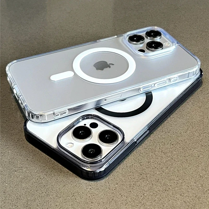 Luxury Matte Magsafe Wireless Charging Phone Case For iPhone 11 12 13 14 15 16 Pro Max Plus Bumper Magnetic Transparent Cover