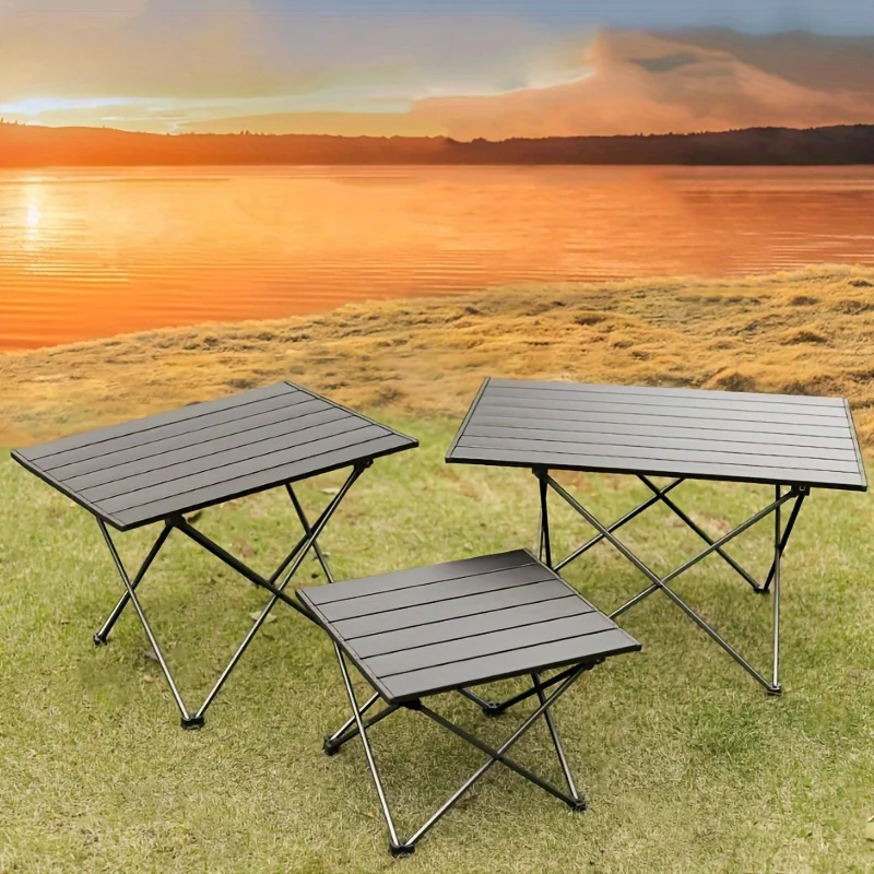 Folding Table, Indoor Outdoor Heavy Duty Portable Folding Square Aluminum Dining Table with Storage Bag for Picnic, Camping