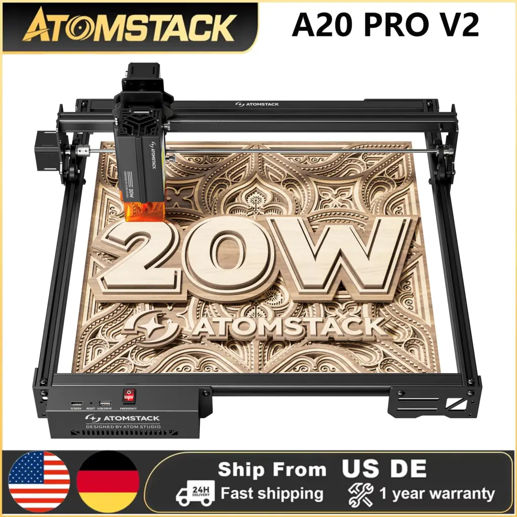 Atomstack A20 Pro V2 Laser Engraver machine Machine 20W Quad-Laser Cutter Metal Arcylic Wood Glass 400*365mm