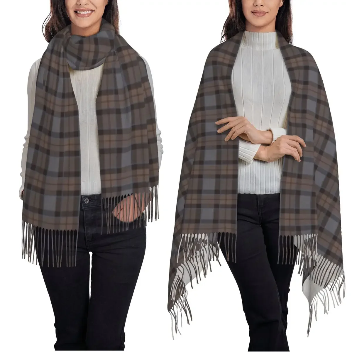 Outlander Plaid - Fraser Tartan Scarf Tassel Scarves Women Soft Warm Shawls and Wraps Long Fall Winter Shawl Wrap