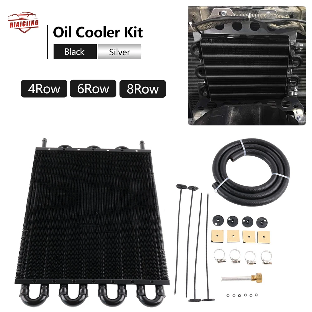 4 Row 6 Row 8 Row Aluminum Universal Oil Cooler Kit Oil Radiator Car Auto Transmission Auto-Manual Radiator Converter auto parts
