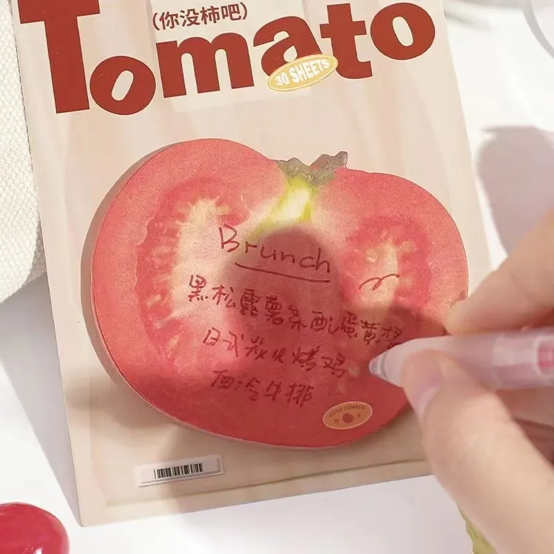 30Pcs Cute Fruit & Vegetable Sticky Notes Set Adhesive Self-Stick Memo Pads for School Office Teacher Gifts