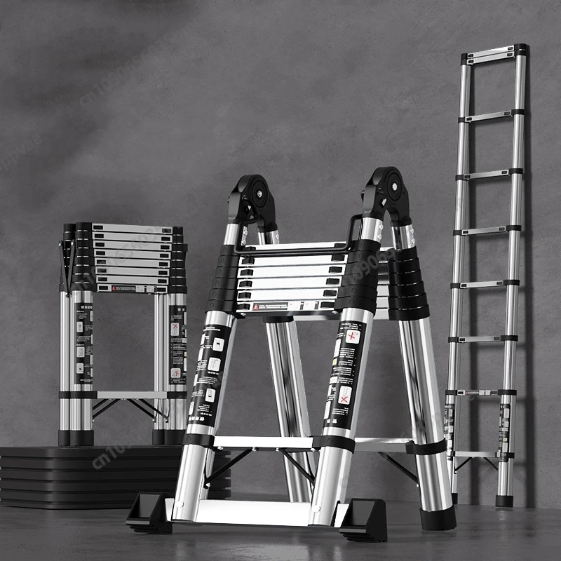 Aluminum Alloy Telescopic Ladder Folding Multifunctional Portable Ladder Suitable For Home Warehouse And Construction Projects