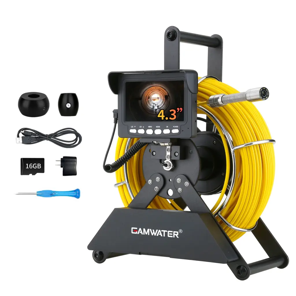 Sewer Pipe Inspection Camera 4500mah Battery 1000TVL 17/22MM Drain Sewer Pipeline Industrial Endoscope with 4.3" Monitor IP68