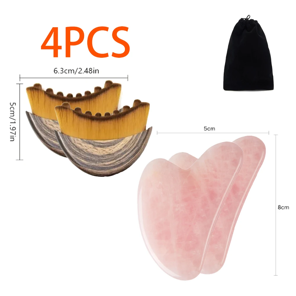 Lymphatic Drainage Face Brush Gua Sha Tool Set Facial Massage Kit Jawline Lifting Relaxation Contour Face Brush with Storage Bag