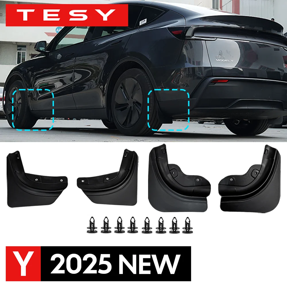 Mud Flaps For Tesla New Model Y 2025 Launch Juniper No Drilling/Tape Splash Guards Fenders Mudguards Mudflaps