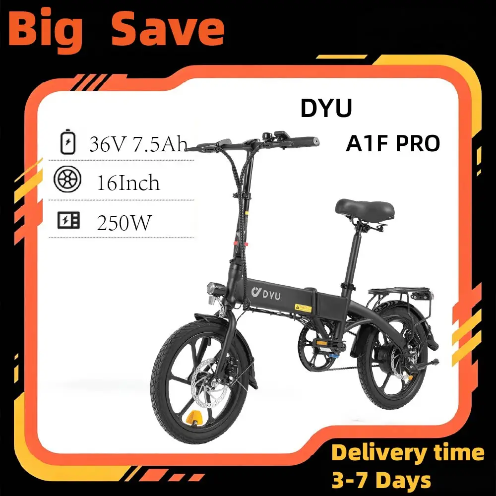 DYU A1F Pro Folding Electric Bike 250W Motor City Ebike 36V7.5AH Battery Electric Bike 16 inch tire commuter electric bike