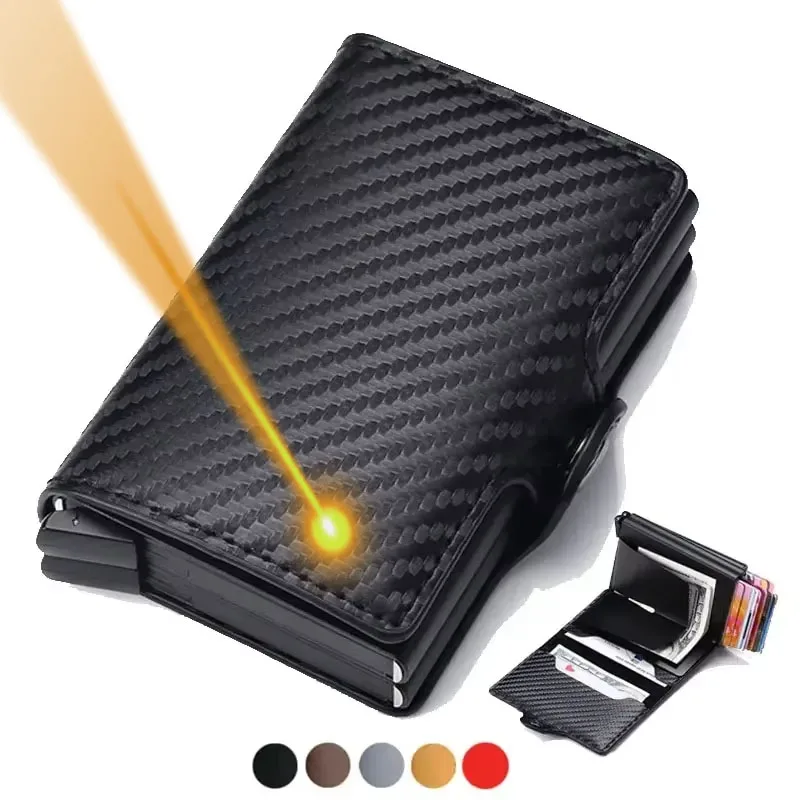 Engraving Name Carbon Fiber Mini Pop Up Wallet Custom Gift Rfid Card High Quality Men Wallets 12 Card Holders Small Money Bag