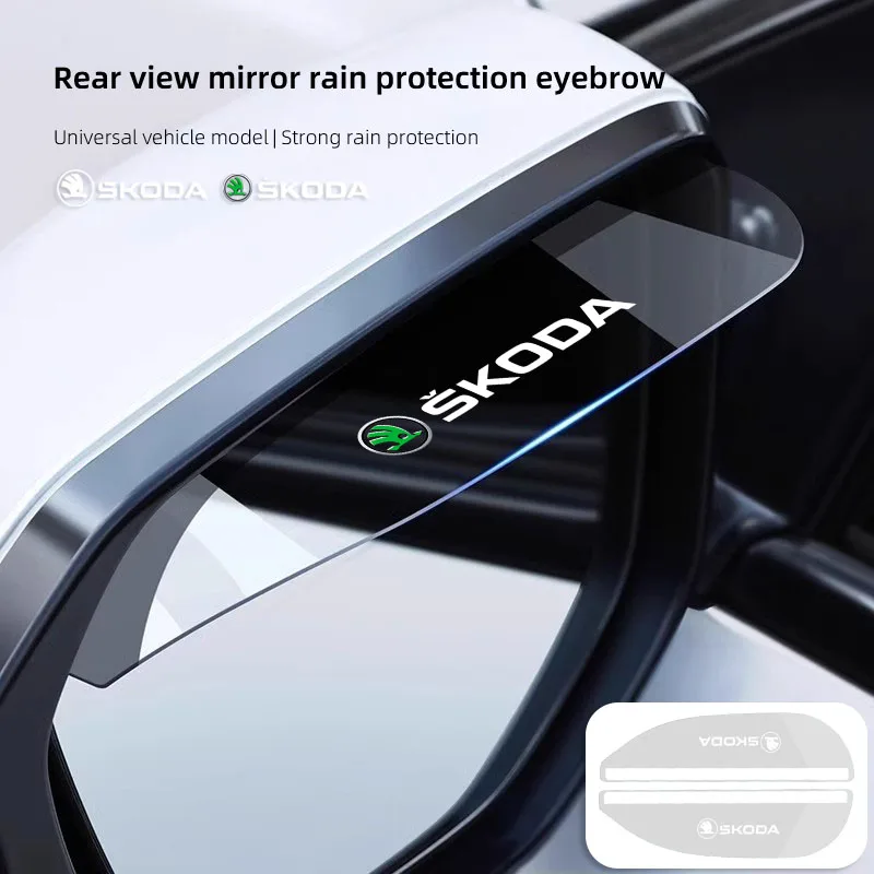 2Pcs Car Rearview Mirror Rain Eyebrow Visor Covers For Skoda Octavia Superb Rapid Kodiaq Karoq Fabia Kamiq Enyaq VRS Yeti Scala