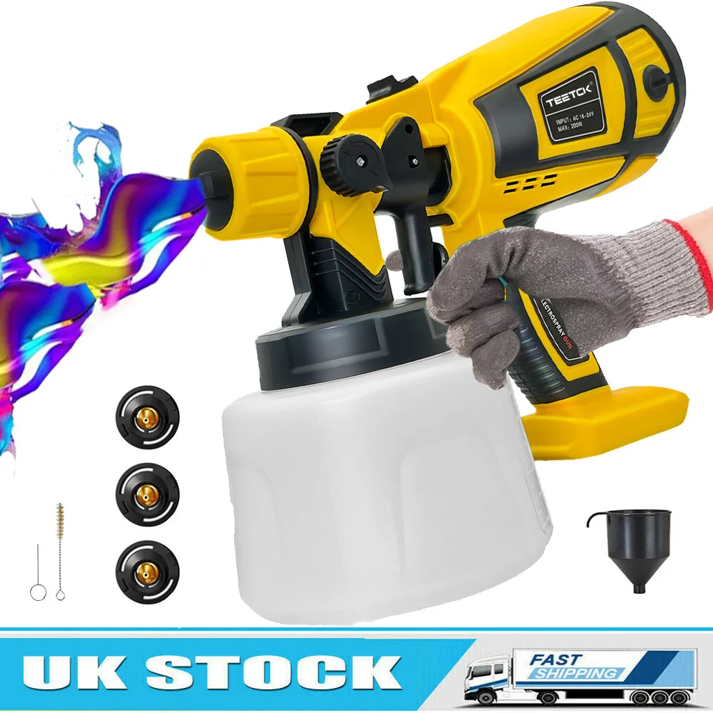 Electric Spray Gun HVLP Cordless Paint Sprayer Compatible with DeWalt 18V with XR Battery XR slide Li-ion DCB184 DCB182 DCB183 (