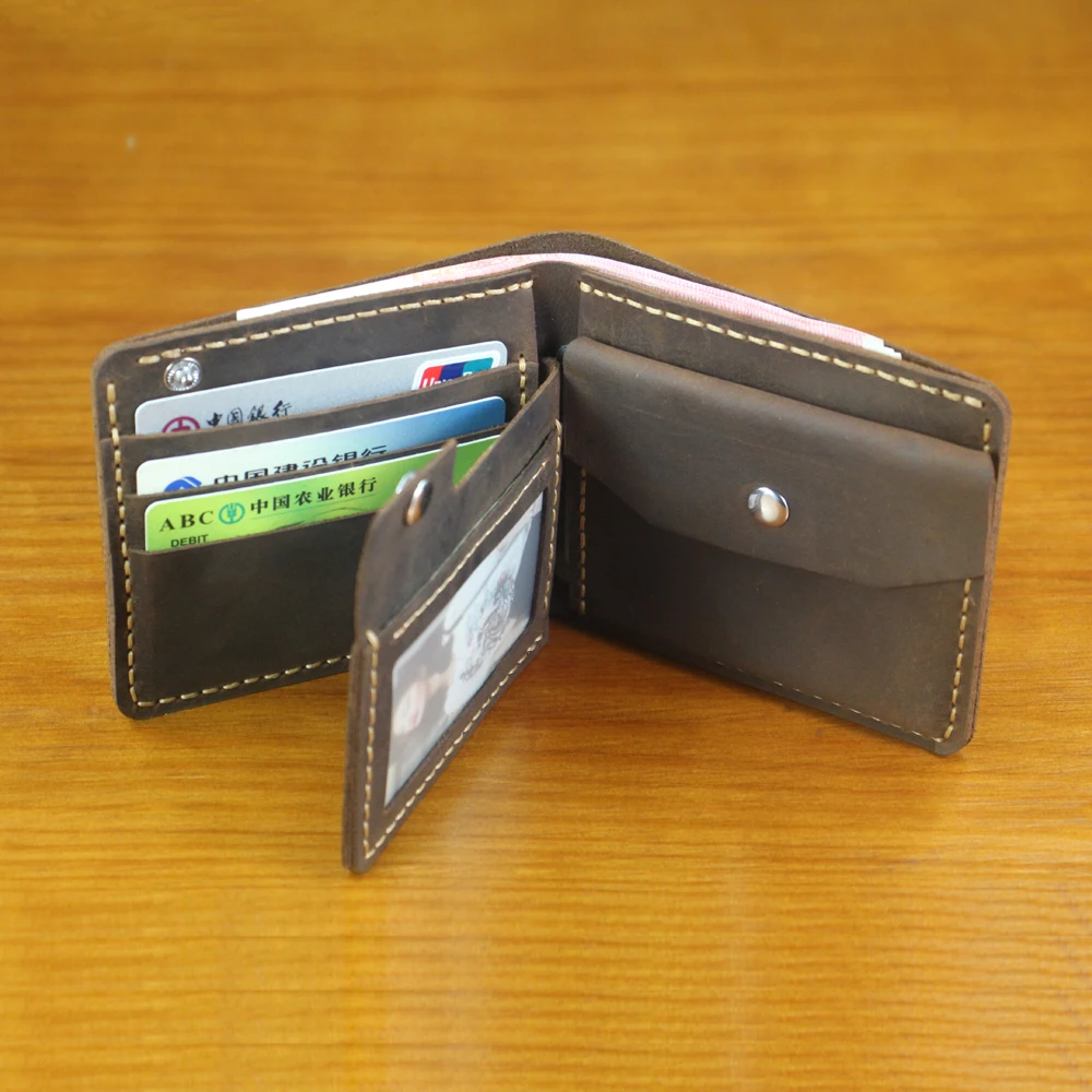 Luxury Handmade 100% Genuine Leather Men Wallet Purse Short Money Clip with Coin Pocket Male Money Bag Multi-Card Wallet Vintage