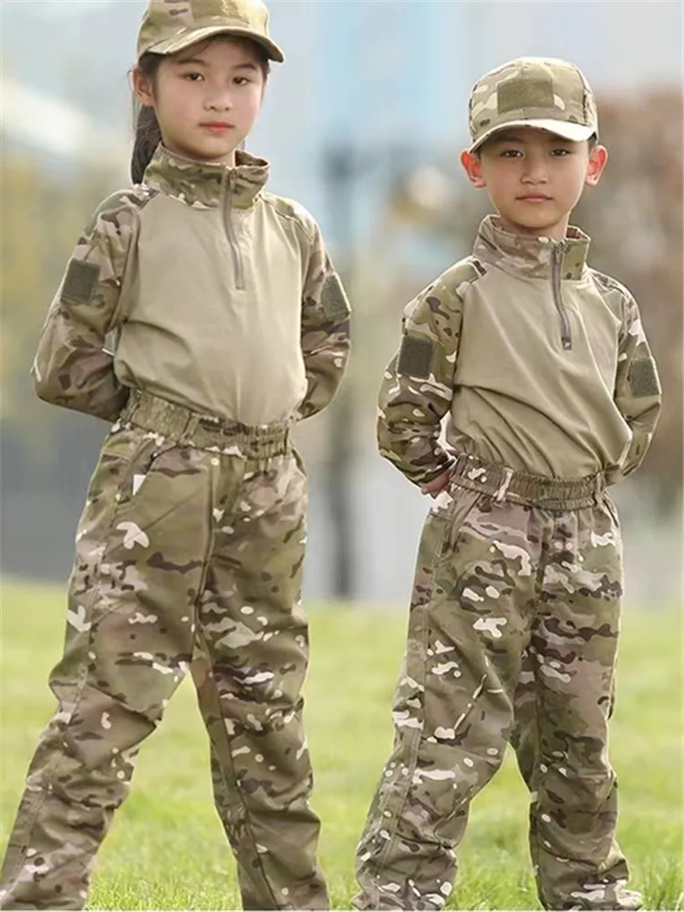 Boys Tactical Uniform Hunting Clothing Sets Children Airsoft Camouflage Suits Hiking Training Outdoor Parent-child