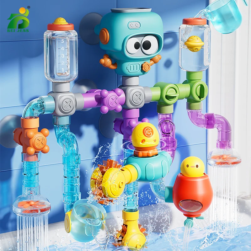 Baby Bath Toys with Strong Suction Cups Tubes Spinner Squirt Water Game Set Toddlers Kids Shower Pool for 3 Years Children Gifts