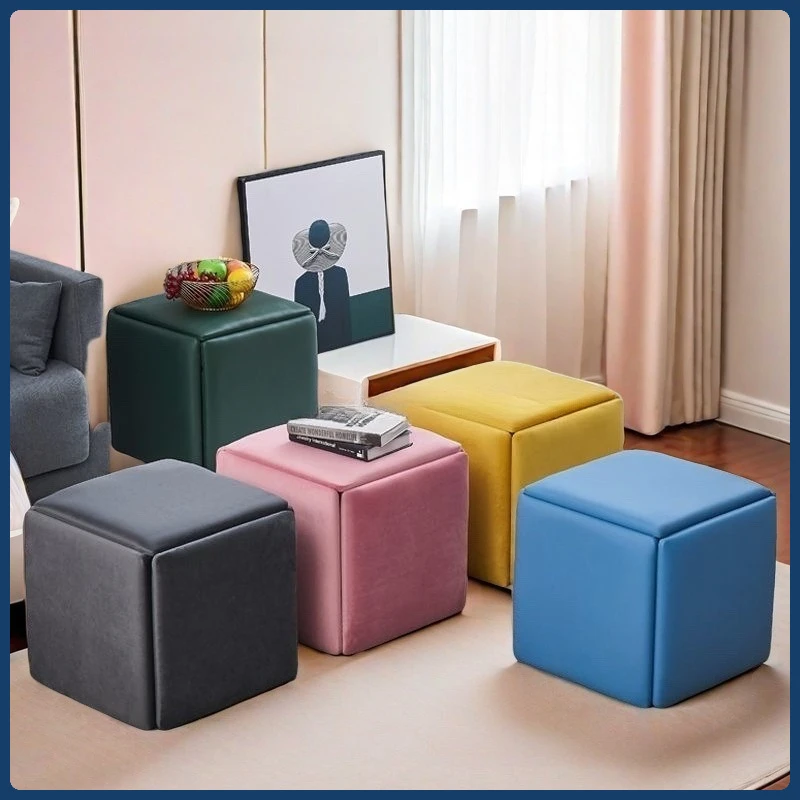 Multi-Functional Rubik's Cube Stool - 5-in-1 Storage Ottoman, Serves as Coffee Table, Dining & Shoe Bench, Nordic Style, silla
