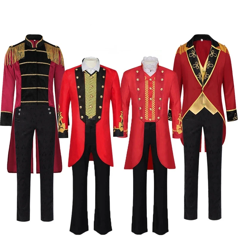 European and American Medieval Clothing for Men, Retro Stand Up Collar Circus Stage Performance Costumes for Men