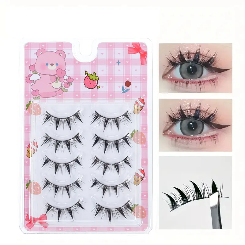 5 pairs of big cat eye style false eyelashes, cosplay comic false eyelashes, naturally soft and comfortable, no burden