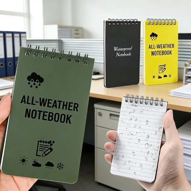 Tactical Waterproof Pocket Notebook,Spiral Mini Memo Pad with Lined Pages All Weather Notepad for Outdoor Travel Fishing Hiking