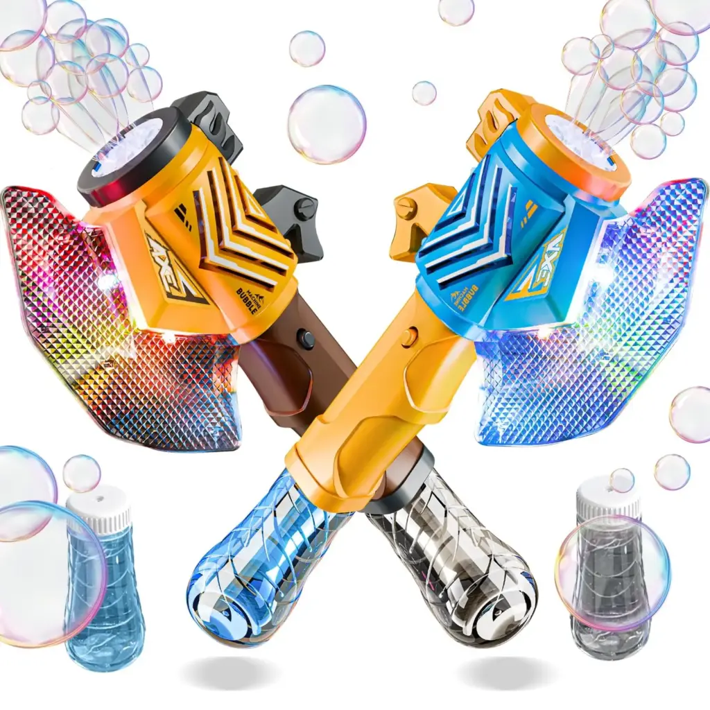 Electric Tomahawk Bubble Machine Cool Design With Lights Automatic Bubble blower for 3 year+ old No Included Bubble Solution