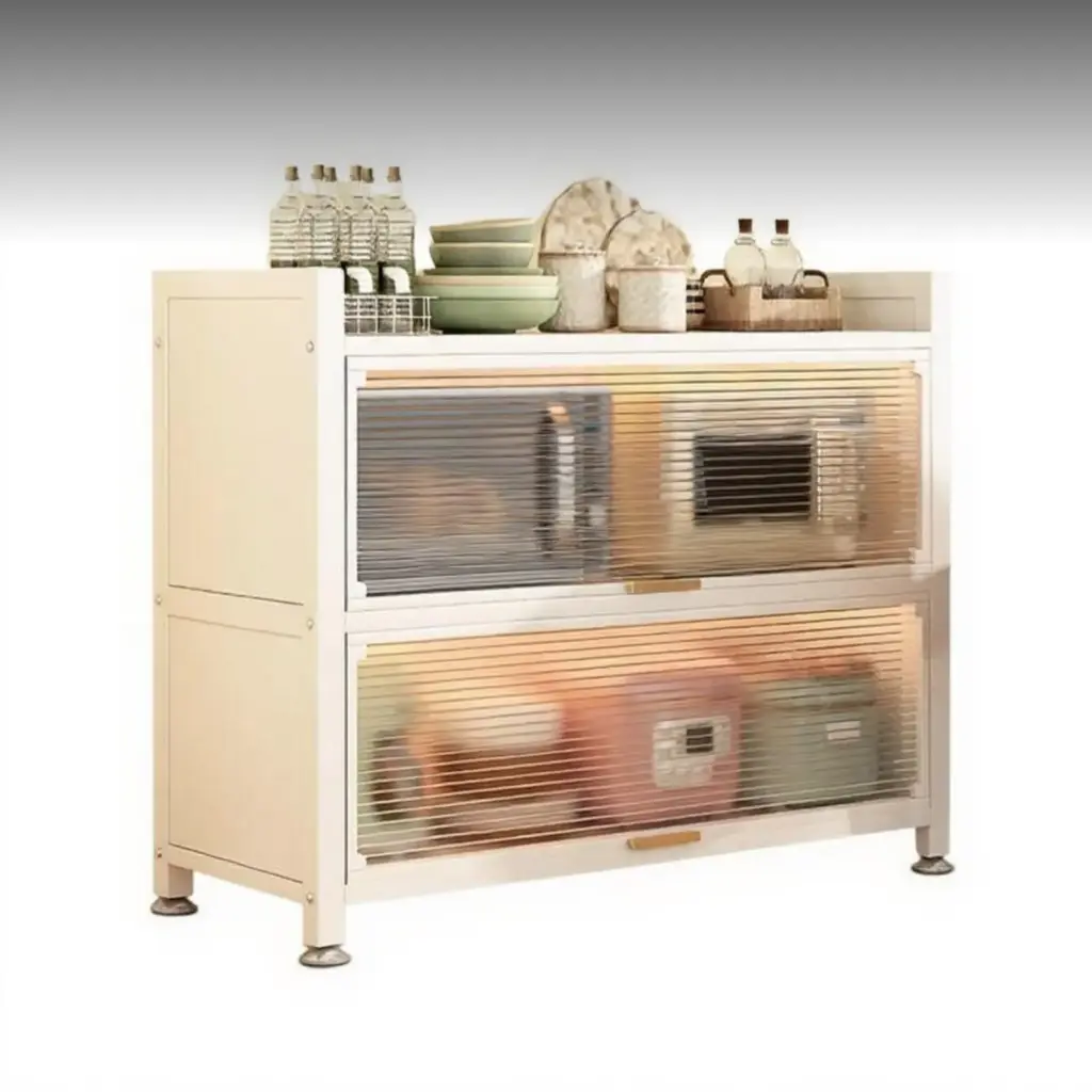Steel Kitchen Storage Cabinet with Microwave Rack
