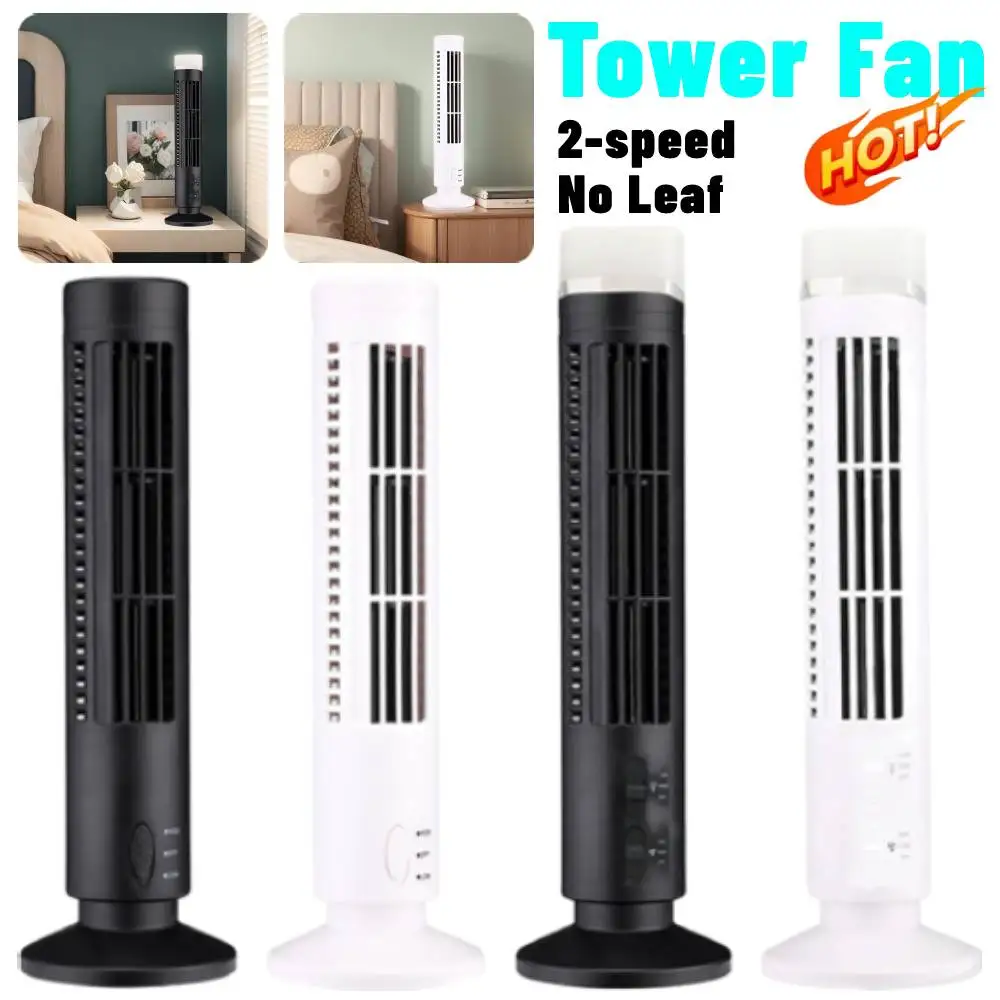 Bladeless Desktop Tower Fan Portable Electric Fan Air Cooler 2 Wind Speed Cooling Air Conditioner Standing Fan for Home Office