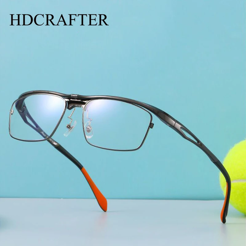 HDCRAFTER Glasses Men 180° Flip Up Titanium Alloy Prescription Reading Eyeglasses Frames Optical Recipe Eyewear Women Spectacles
