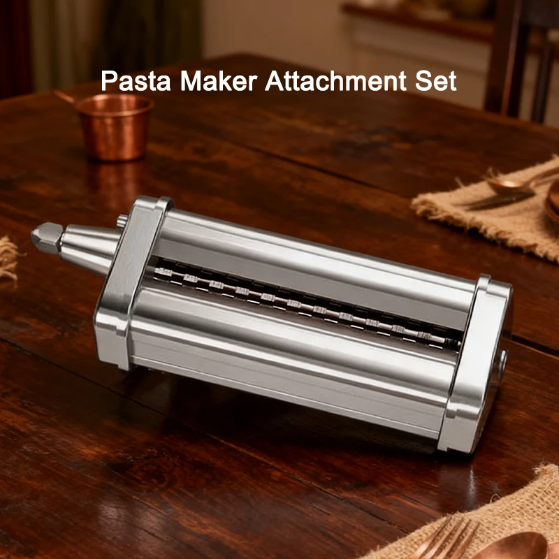 Pasta Maker Attachment Set Stand Mixer with 8 Thickness Settings Easy To Clean 304 Stainless Steel for 3 Type Homemade Noodles