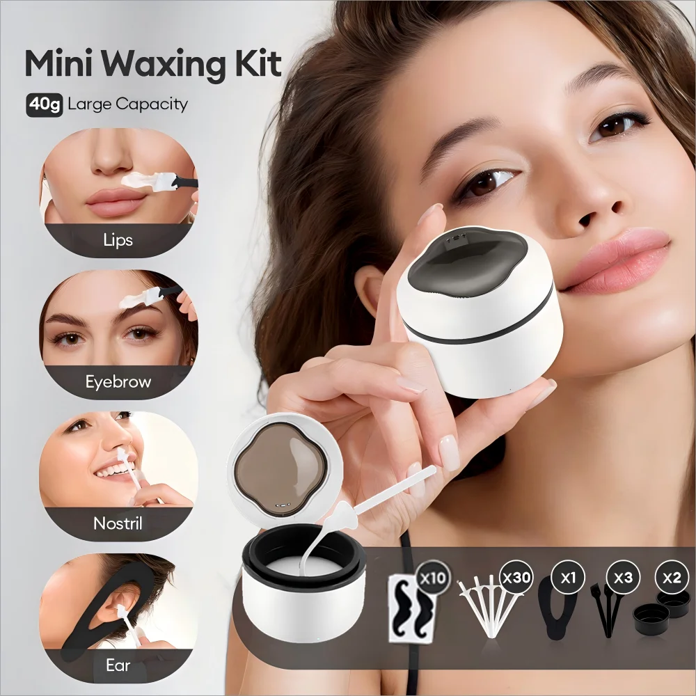 Mini Wax Heater Machine 40g Silicone Bowl Wax Warmer Nose Ear Hair Removal Waxing Kit Wax Bean Wax Heating Melting Pot Melter