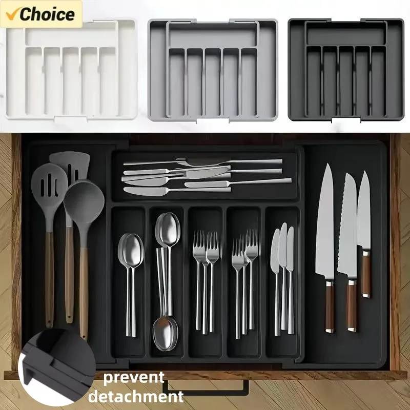 1Pcs Upgradation Adjustable Flatware Tableware Organizer – Plastic Multifunctional Drawer Organizer for Kitchen Counter Utensils