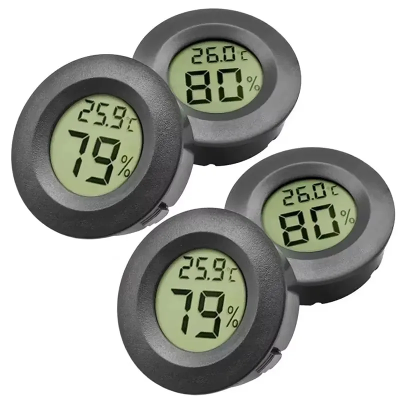Round Digital LCD Thermometer For Car Indoor Room Cigar Wine Cabinet Digital Temperature Humidity Meter Pet Acrylic Box