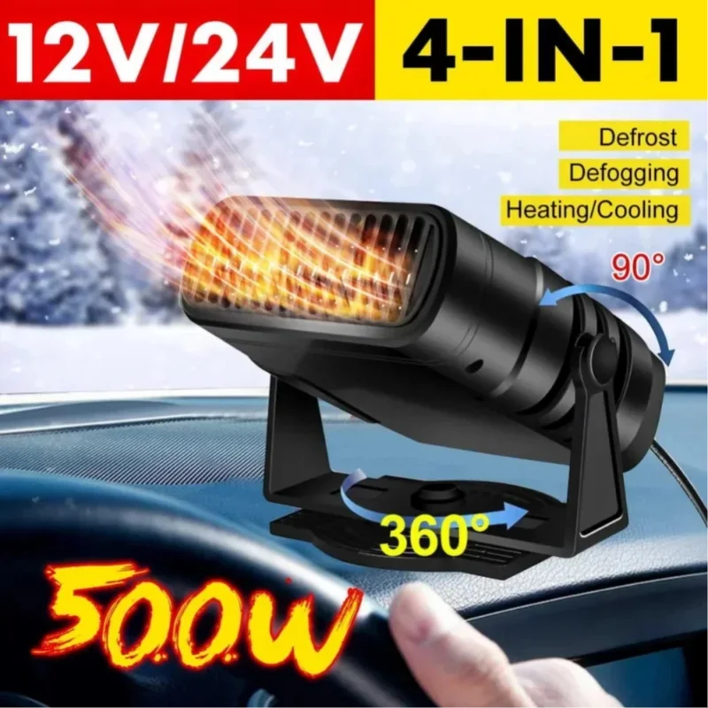 Car Heater 12V/24V Heater Portable Defogger Defroster Heating Fan 200W Dryer Windshield Defogging Household Heater 2026