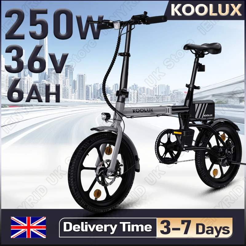 KOOLUX X1 Folding Electric Bike 250W Motor 36V6AH Battery Adult's Children's Universa Ebike 16Inch Tire City Electric Bicycle