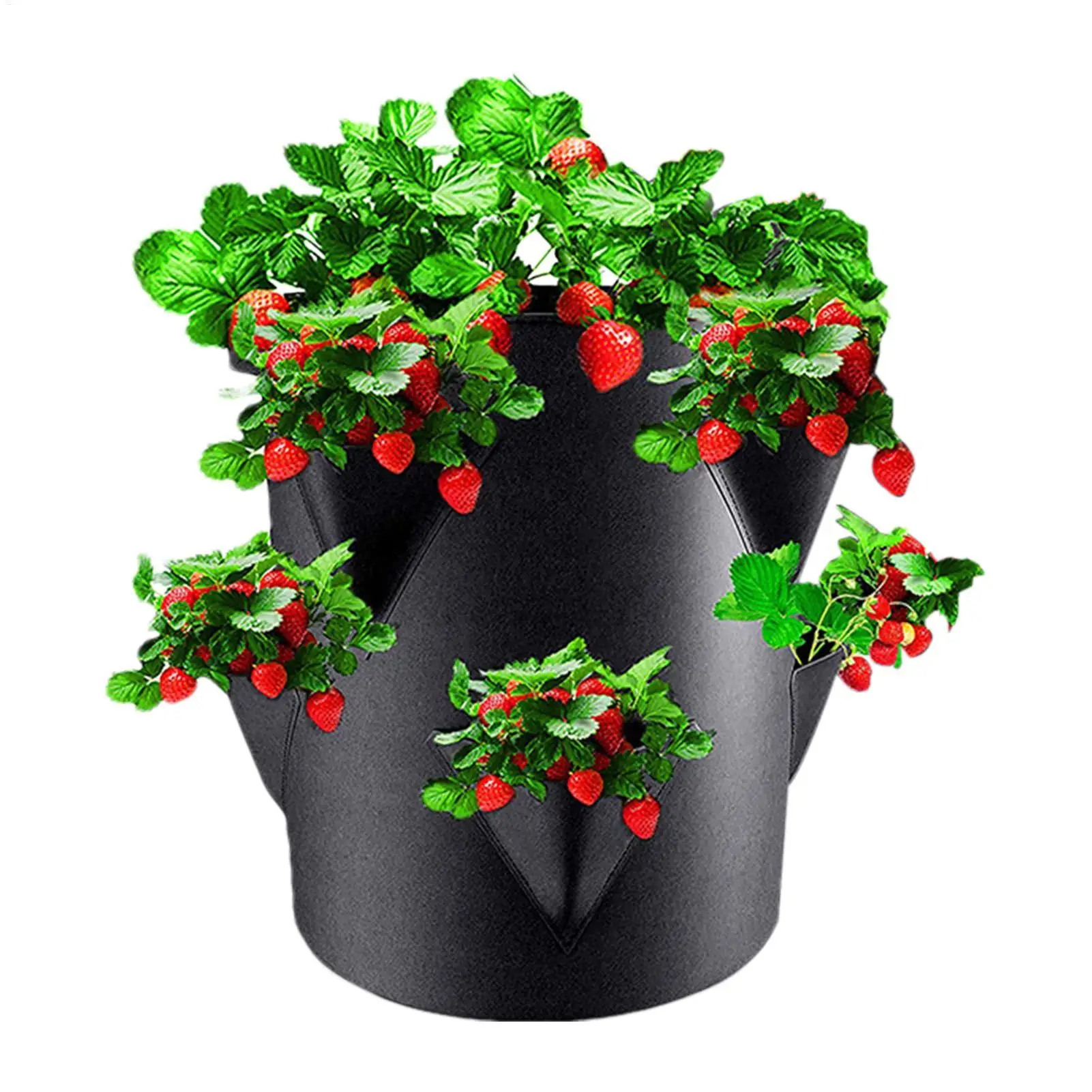 Strawberry Pots And PlantersStrawberry Garden Planting Pots With 6 Side Grow Pockets Breathable 7 Gallon Portable For Courtyard