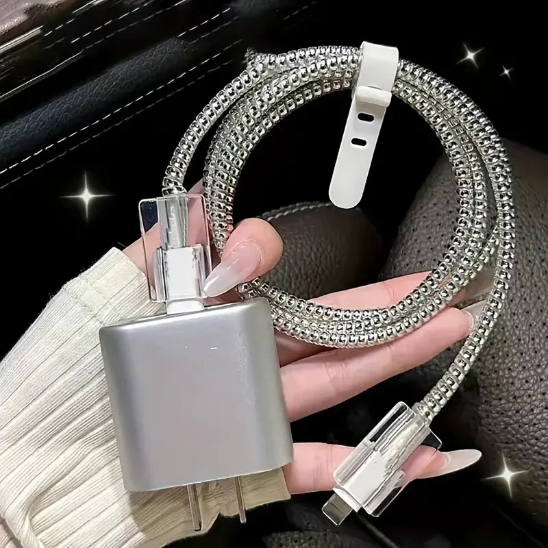 Luxury Silver Electroplating Charger Protective Case For IPhone 11 12 13 14 15 16 18W-20W Fast Charge Protection Charger Cover