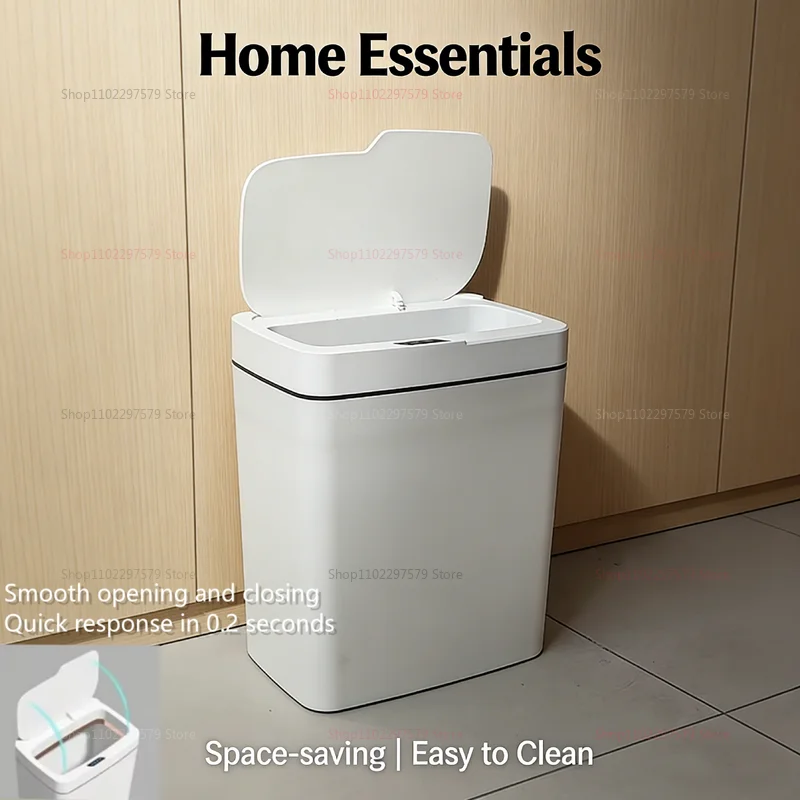 15L Non-Contact Smart Sensor Trash Can Automatic Bagging Electronic Waste Bin for Kitchen Bathroom Green Smart Home accessory