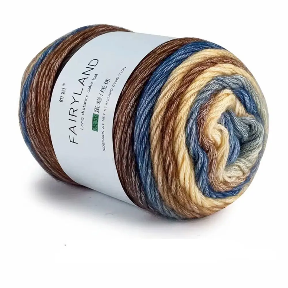 Soft Hand Woven Hat Scarf Sweater Dyeing Crocheting Cake Yarn Fancy Blend Yarn Rainbow Woollen Yarn
