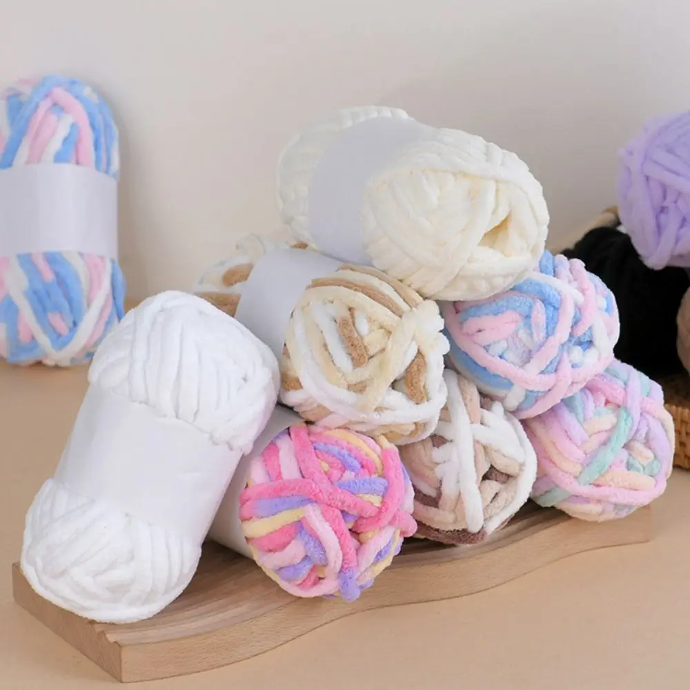 50g/ball Colorful Ice Strip Thread Yarn Coarse Wool Thread Chenille Thick Hand Knitting Yarn for Anti-Pilling DIY Crochet Scarf