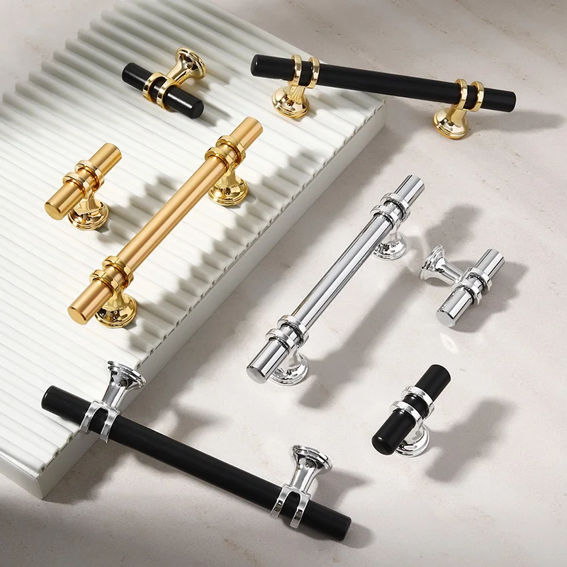 Aluminum Alloy Black Gold Door Handle Wardrobe Kitchen Cabinet Drawer Solid Handle Furniture Handle European Modern Hardware