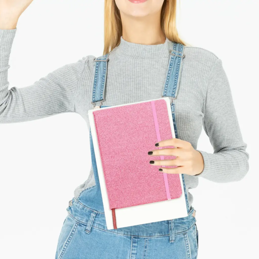 A5 Glittery Hardcover Notebook Elastic Strap Waterproof Cover Daily Use Travel Planner Small Journal for Girls Women