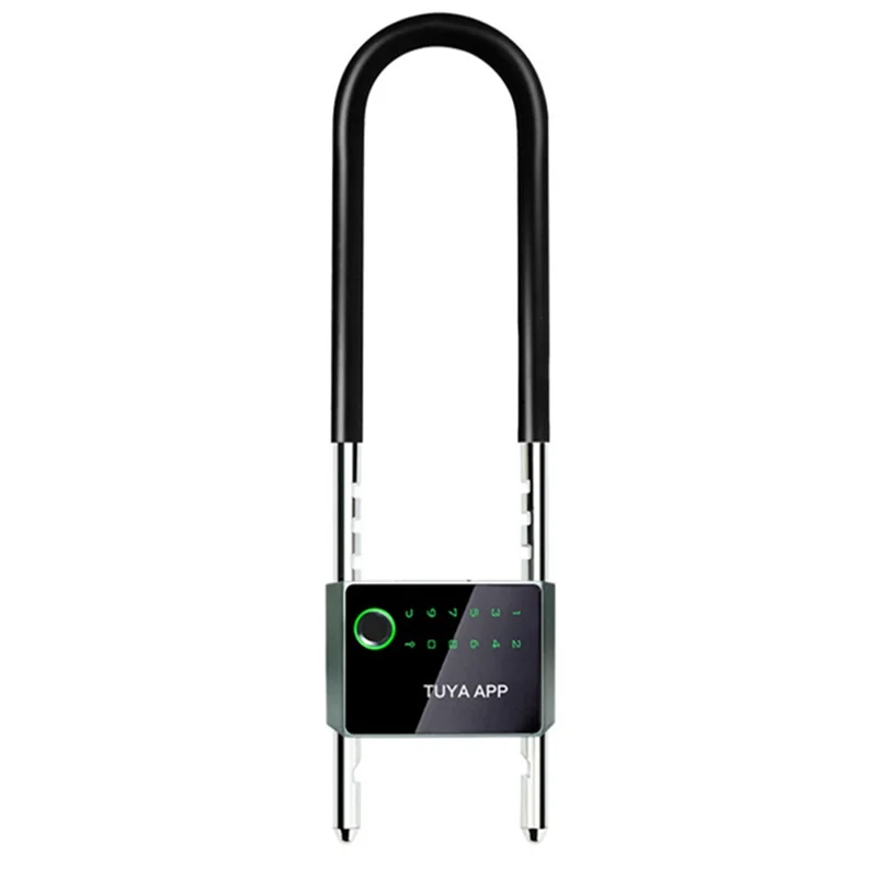 ABZZ-Waterproof Control Bicycle U Shape Lock Smart Bike Lock With TUYA APP Passcode Fingerprint Safe Electronic Lock
