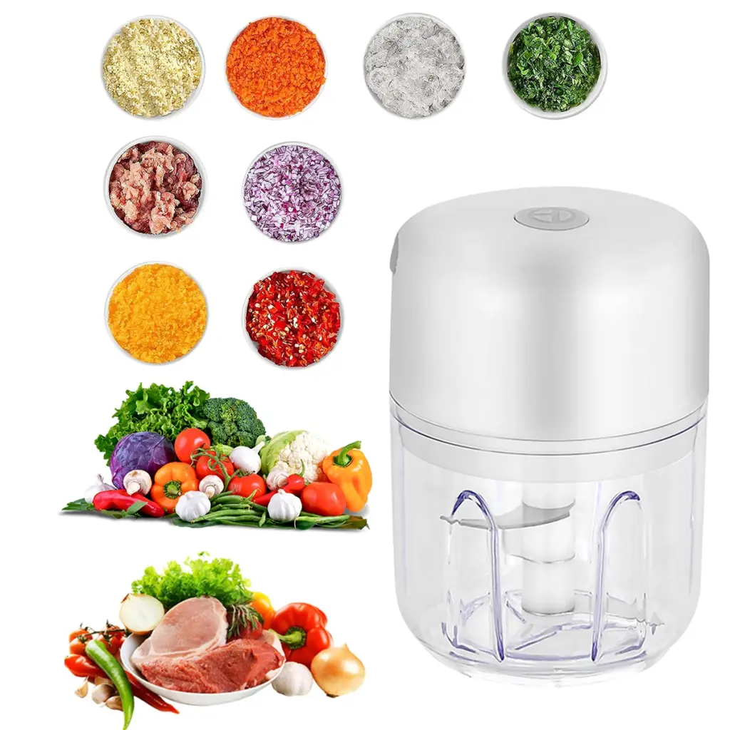 100ml/250ml Portable Electric Garlic Chopper, Wireless Mini Food Processor With Sharp Blade, Battery-Powered Veggie Chopper