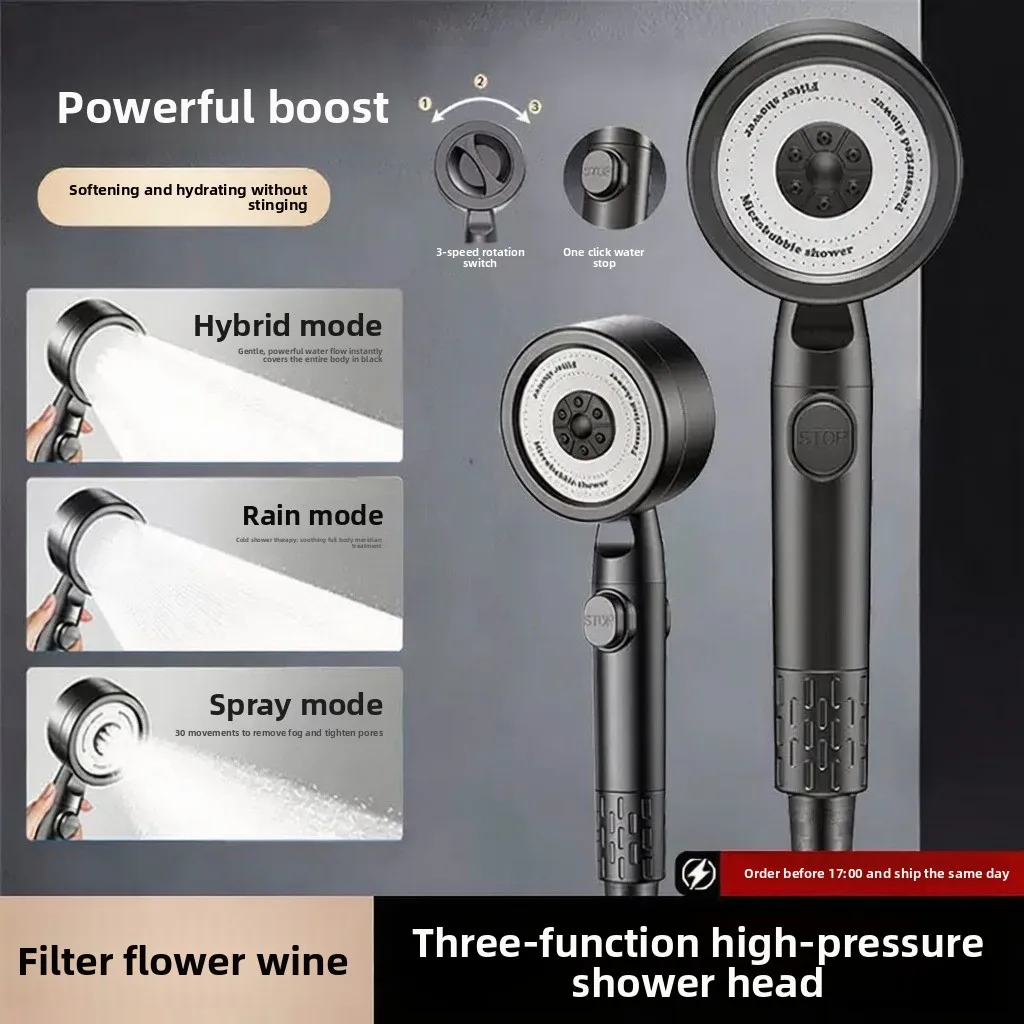 High Pressure Turbo Shower Head with Advanced Filtration System for Enhanced Water Flow and Comfortable Home Bathing
