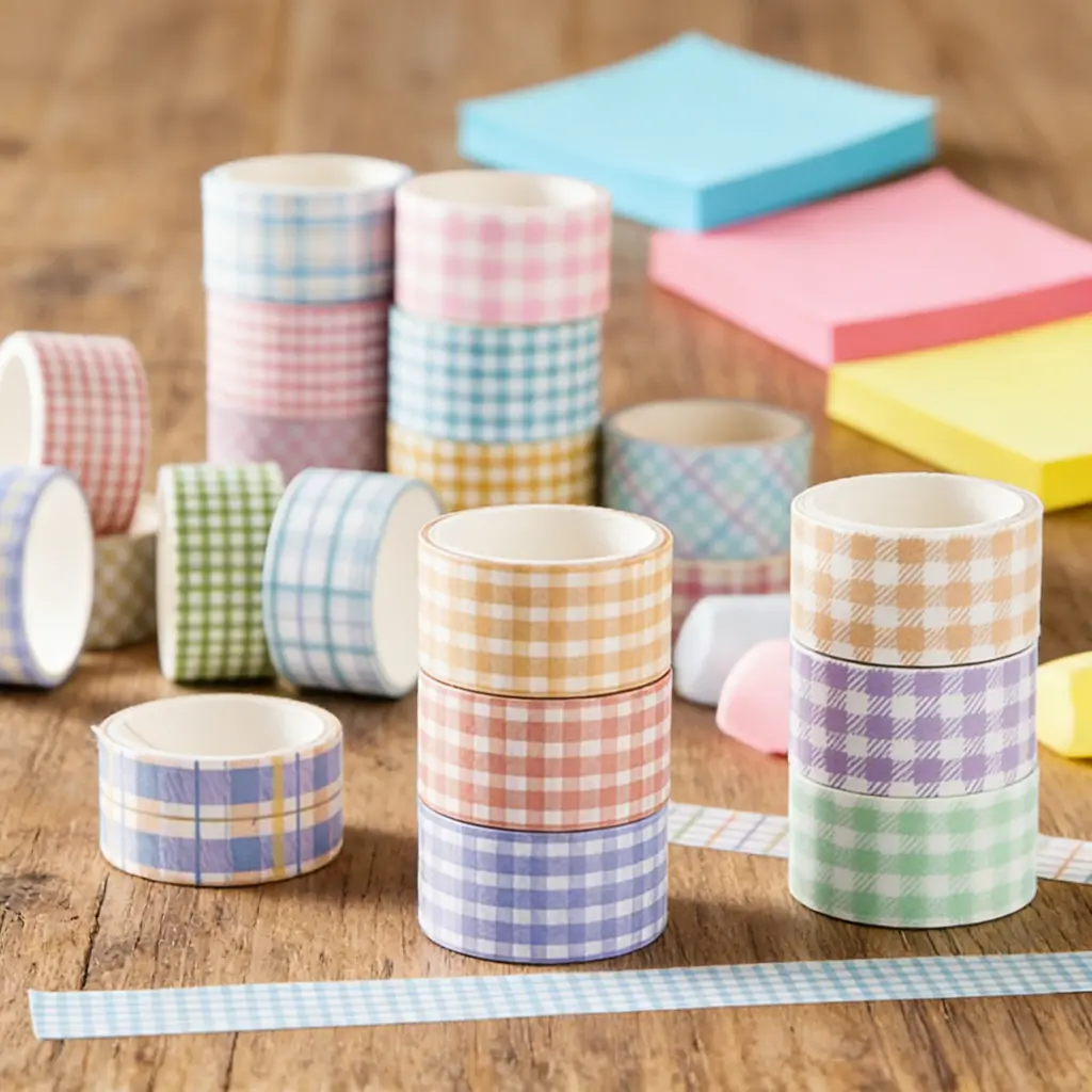 Ins Style Plaid Washi Tape Kit, Grid Pattern Decorative Stickers for Journal, Notebook, DIY Scrapbook, 4roll Tape Set