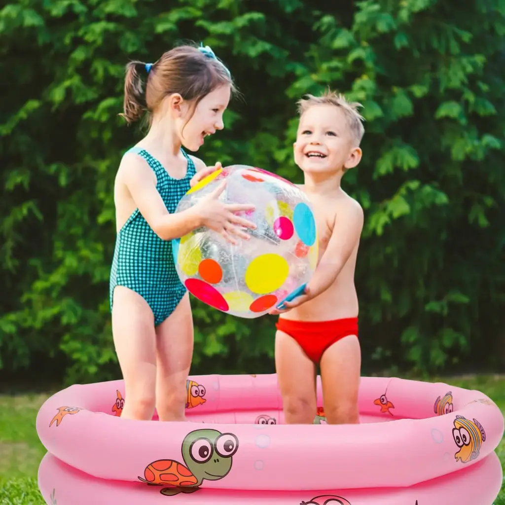 23Pcs Inflatable Pool PVC Swimming Pool for Kids Baby Bathtub Summer Fun Cooler with Air Pump Repair Kit and Ocean Balls