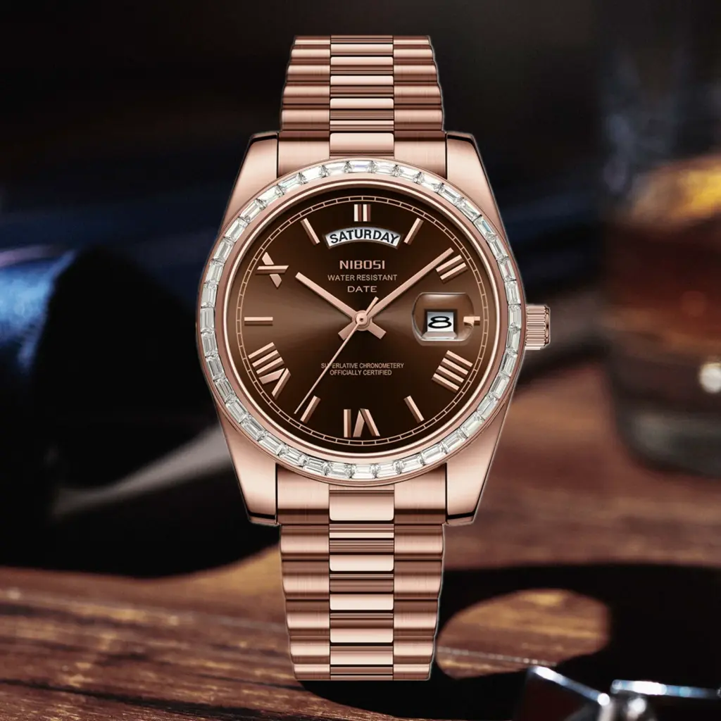 NIBOSI Top Brand Luxury Men Watch Fashion Business Diamond Quartz Wristwatch Waterproof Luminous Steel Watches Gift Reloj Hombre