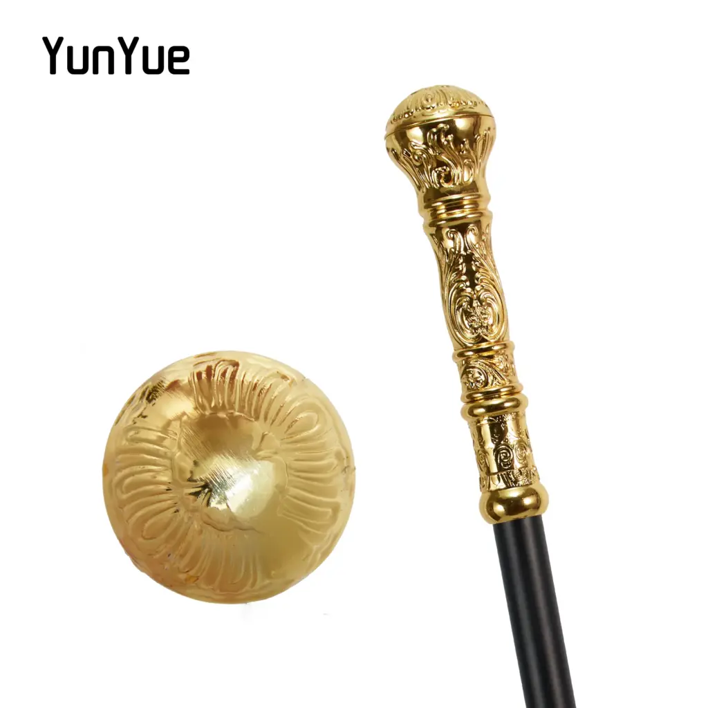 Elegant Golden Round Handle Fashion Walking Stick Cosplay Gentlemen Vintage Handmade Walking Cane Lady Detachable Walking Canes