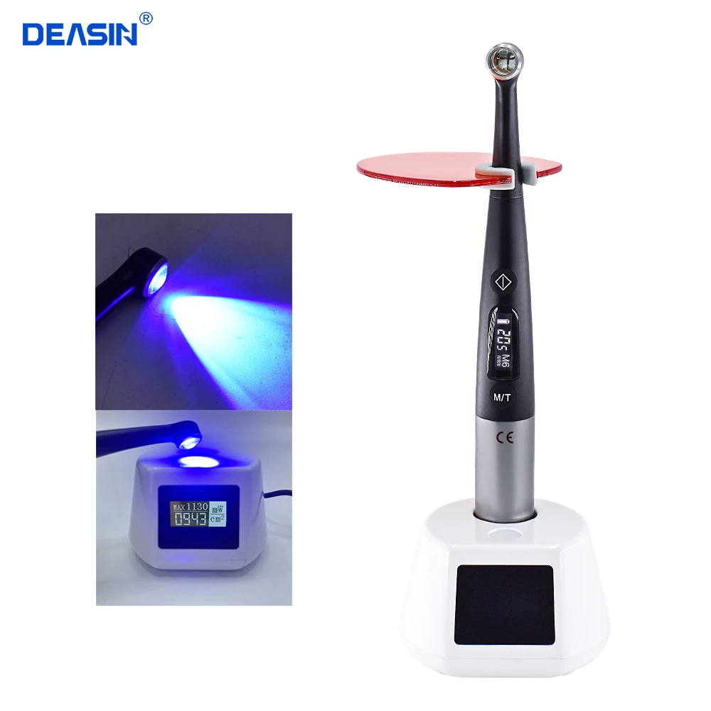 Dental Wireless 1 Second Curing Light Dentist Cordless LED Lamp 3000 mw/cm² with caries detector Light meter tester