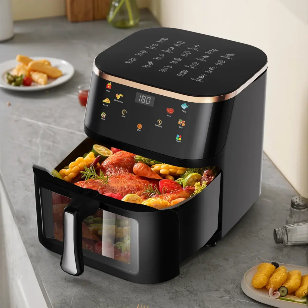 OYAJIA Air Fryer 10L with Easy-View Window, Touch Controls, Nonstick, 7 Function