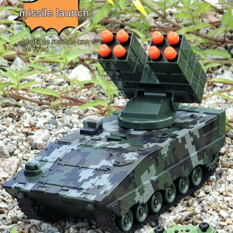 Remote Control 2.4g Battle Tank Military Missile Launcher Electronic Acousto Optic Rc Kids Toy Shoot Bulletstank Model Kids Toys