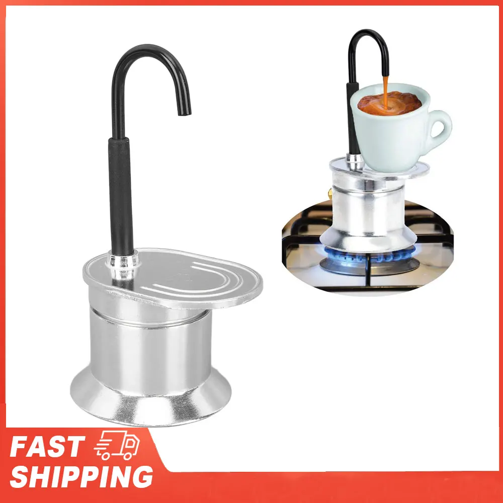 Single Tube Moka Pot 1 Cup 50ML Aluminum Alloy Spout Stovetop Italian Coffee Maker for Outdoor Parties Travel